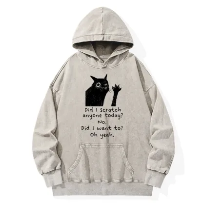 Tokyo-Tiger Black Cat Scratches People Washed Hoodie