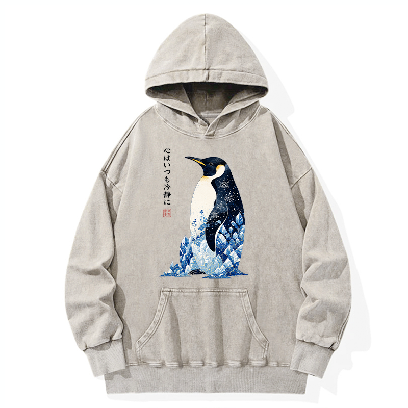 Tokyo-Tiger Keep Calm Penguin Washed Hoodie