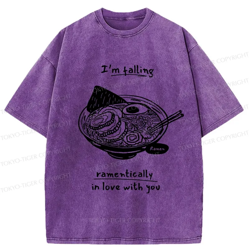 Tokyo-Tiger I'm Falling In Love With Ramen Washed T-Shirt