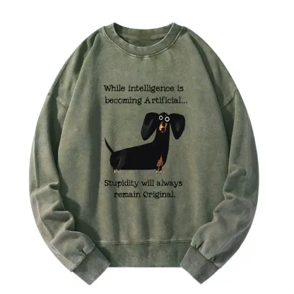 Tokyo-Tiger Dachshund Real Humor Funny Meme Washed Sweatshirt