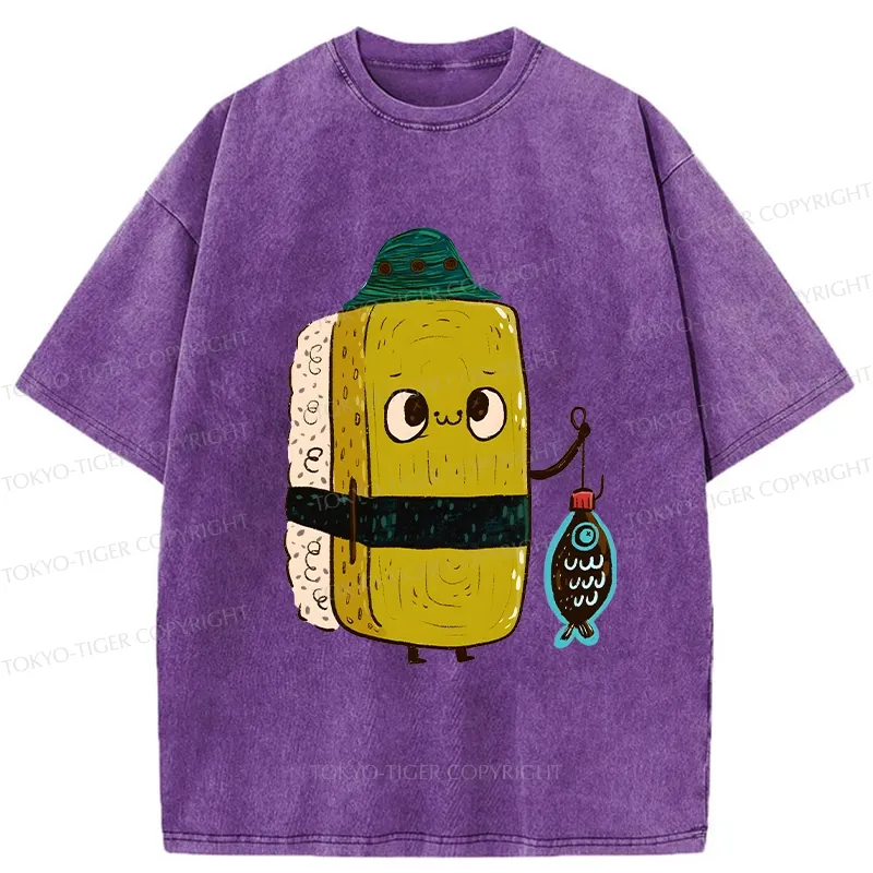 Tokyo-Tiger Cute Sushi Fisher Washed T-Shirt