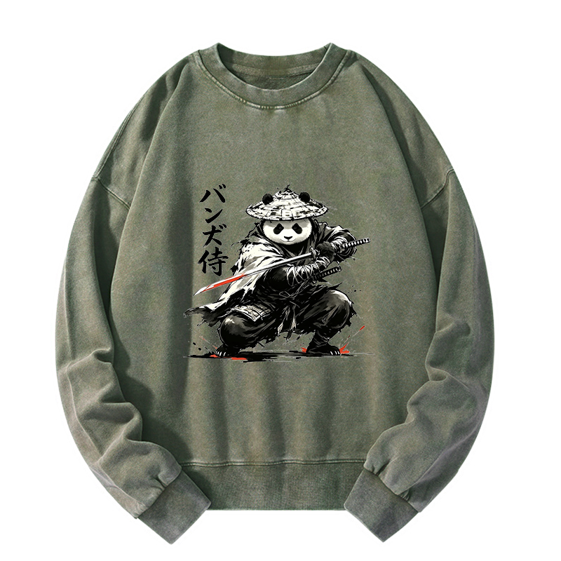 Tokyo-Tiger Panda Samurai Warrior Washed Sweatshirt