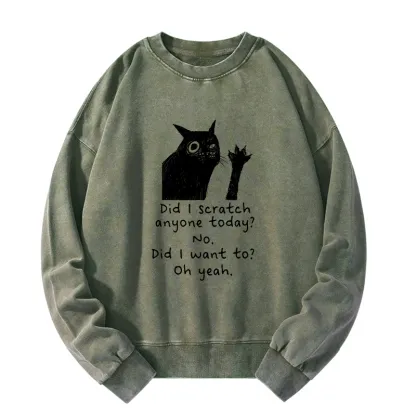Tokyo-Tiger Black Cat Scratches People Washed Sweatshirt