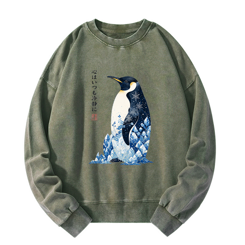 Tokyo-Tiger Keep Calm Penguin Washed Sweatshirt