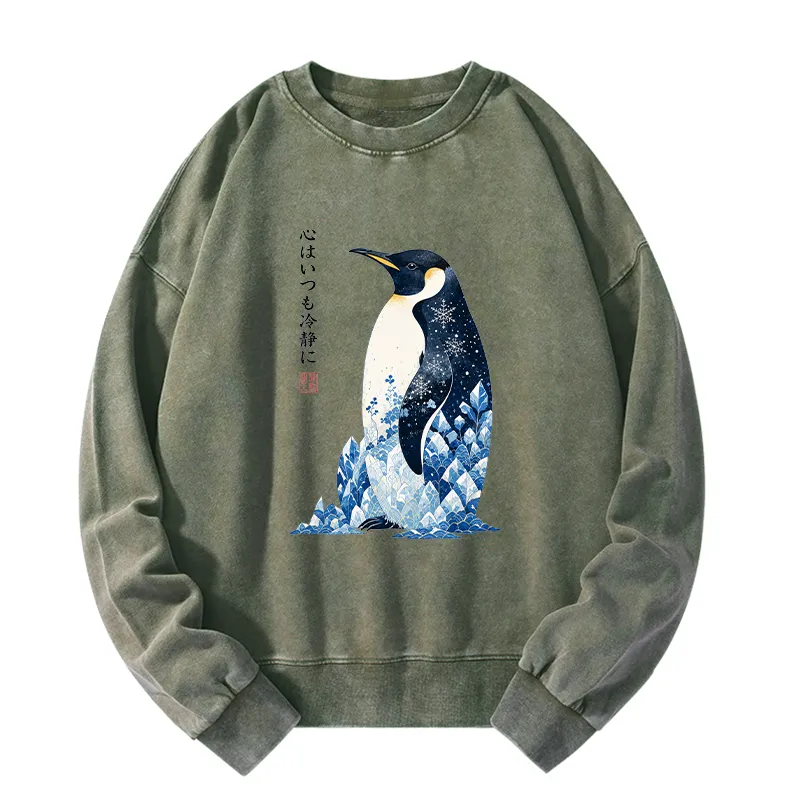 Tokyo-Tiger Keep Calm Penguin Washed Sweatshirt