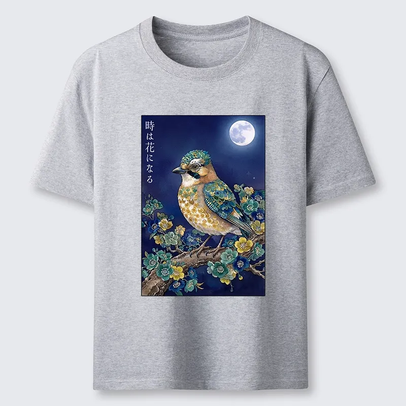 Tokyo-Tiger Moon Bird Floral Retro Art Classic T-Shirt