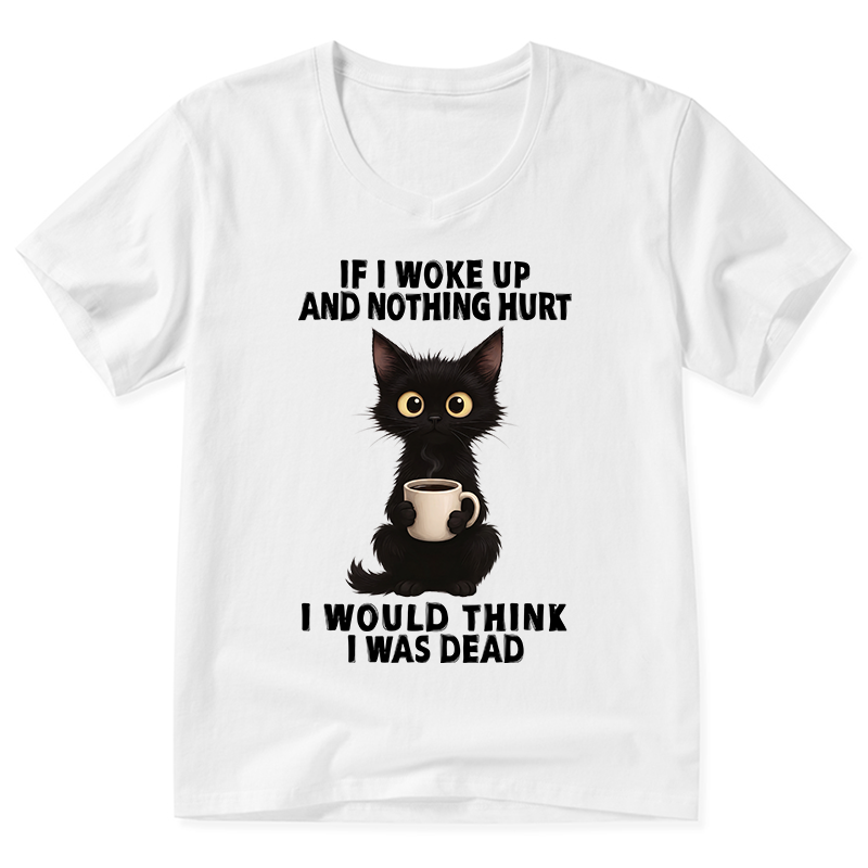 Tokyo-Tiger Funny Cute Black Cat And Coffee Meme V-Neck Classic T-Shirt