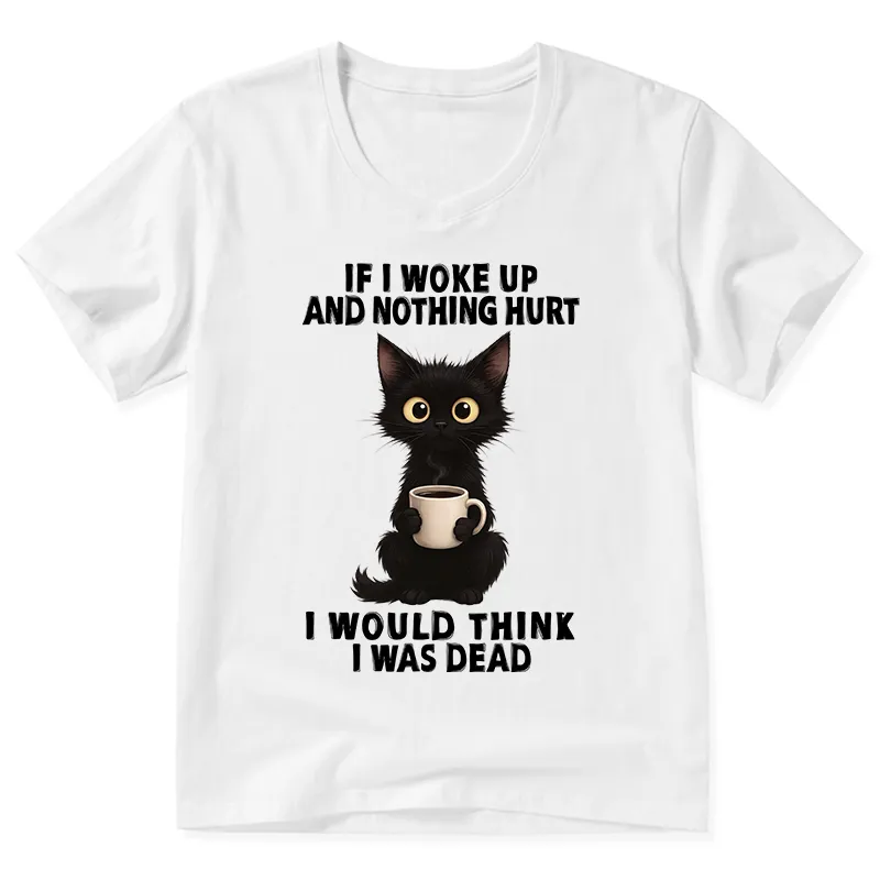 Tokyo-Tiger Funny Cute Black Cat And Coffee Meme V-Neck Classic T-Shirt