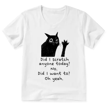 Tokyo-Tiger Black Cat Scratches People V-Neck Classic T-Shirt