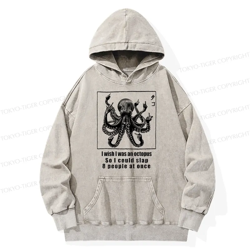 Tokyo-Tiger I Wish I Was An Octopus Japan Washed Hoodie Sale