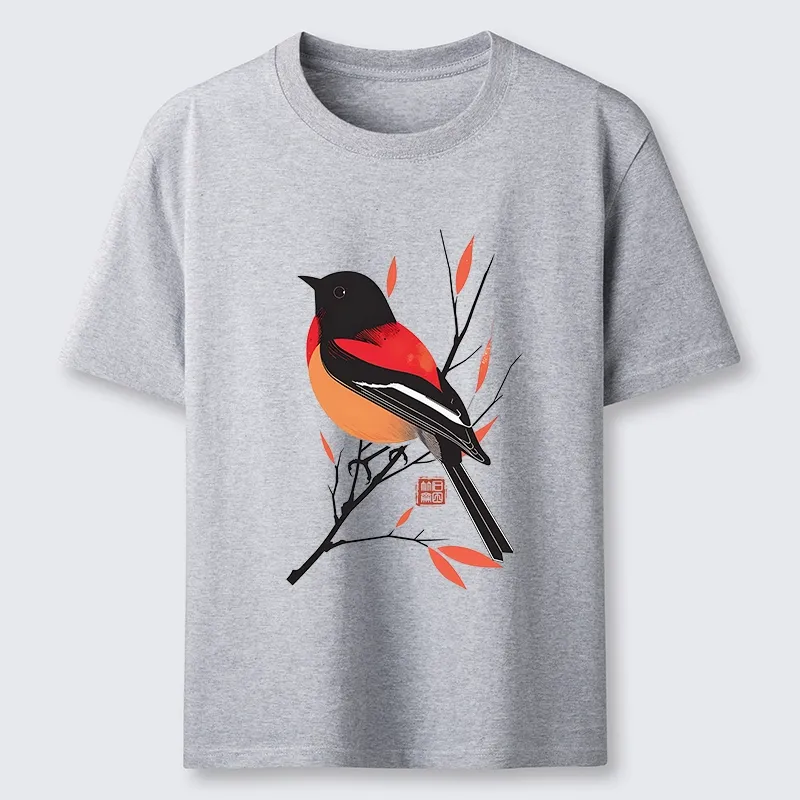 Tokyo-Tiger Oriental Bird Graphic Classic T-Shirt