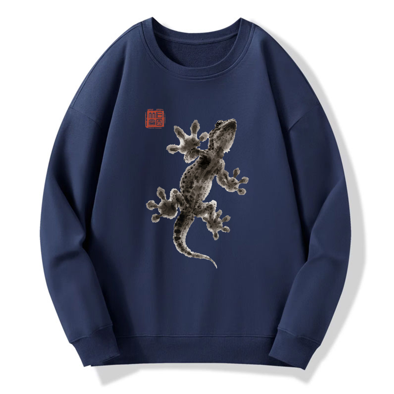 Tokyo-Tiger Minimal Asian Ink Brush Gecko Vibe Classic Sweatshirt
