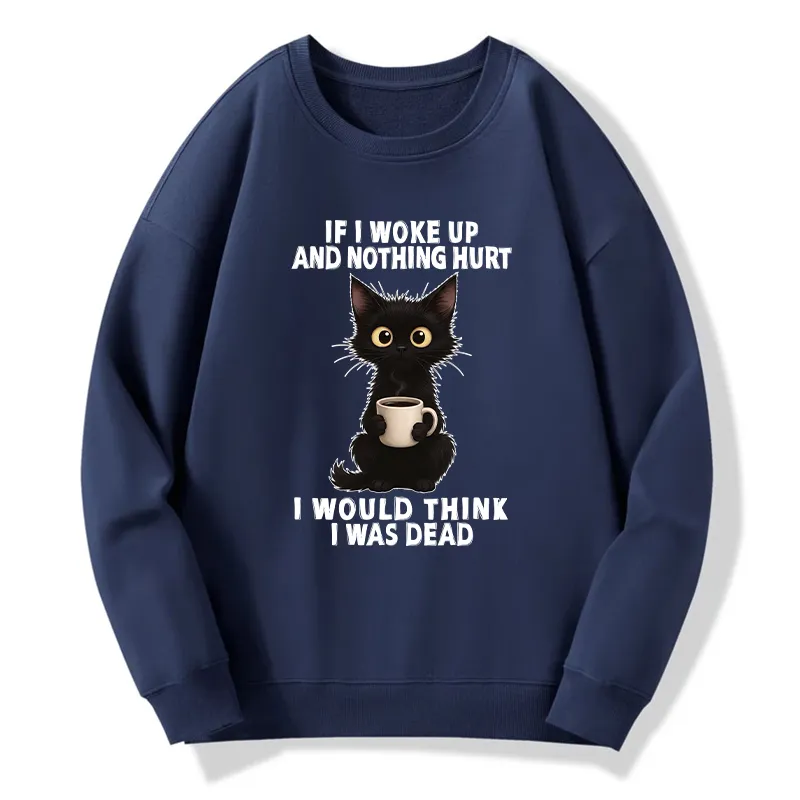 Tokyo-Tiger Funny Cute Black Cat And Coffee Meme Classic Sweatshirt