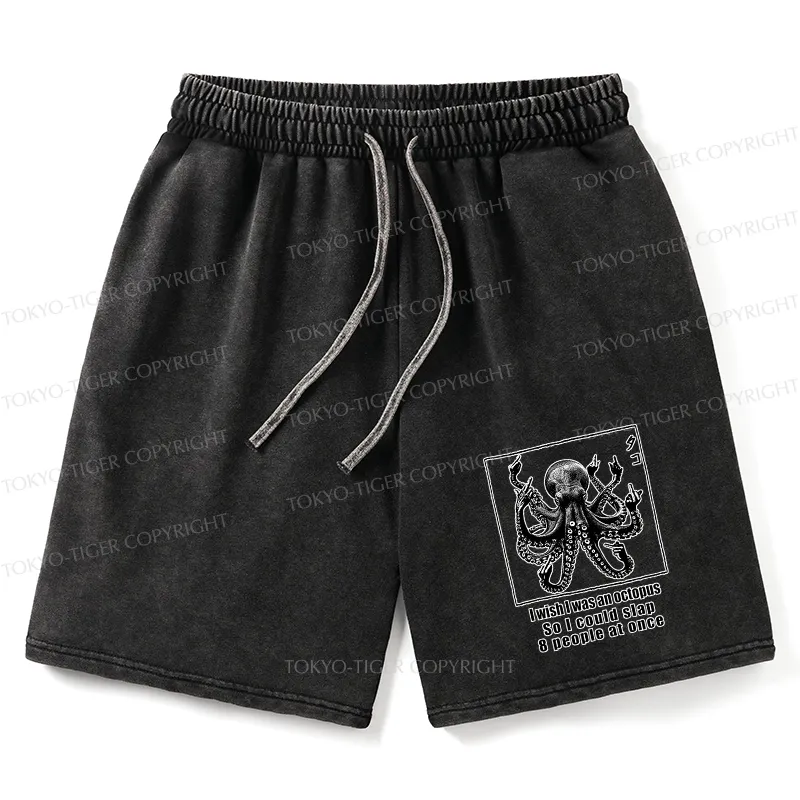 Tokyo-Tiger I Wish I Was An Octopus Japan Washed Shorts