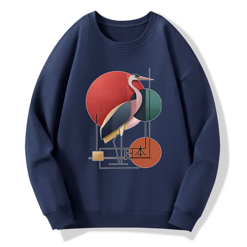 Tokyo-Tiger Geometric Crane Art Classic Sweatshirt