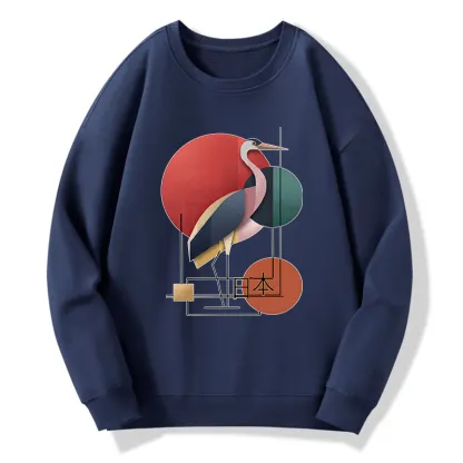 Tokyo-Tiger Geometric Crane Art Classic Sweatshirt