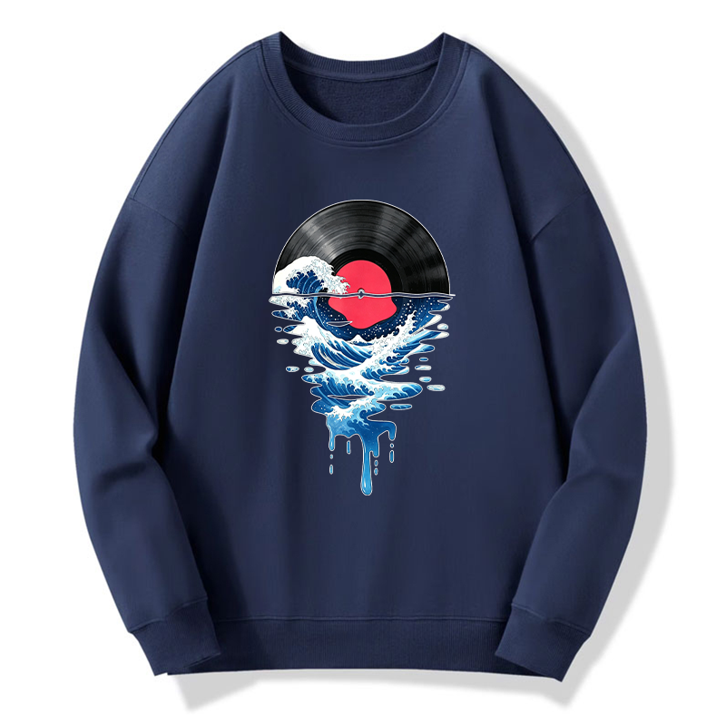 Tokyo-Tiger Vinyl Records And Waves Classic Sweatshirt