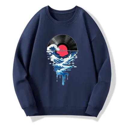 Tokyo-Tiger Vinyl Records And Waves Classic Sweatshirt