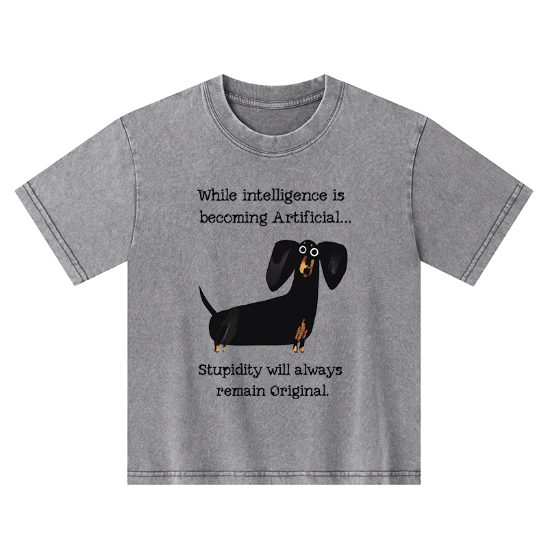 Tokyo-Tiger Dachshund Real Humor Funny Meme Kids Washed T-Shirt