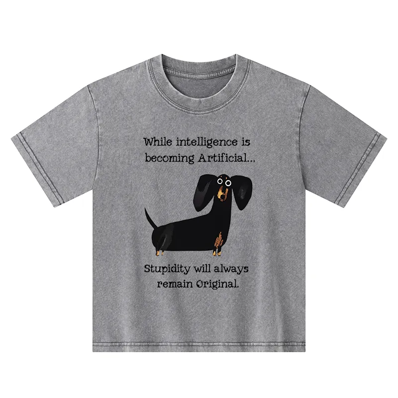 Tokyo-Tiger Dachshund Real Humor Funny Meme Kids Washed T-Shirt