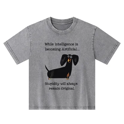 Tokyo-Tiger Dachshund Real Humor Funny Meme Kids Washed T-Shirt