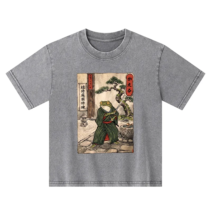 Tokyo-Tiger Samurai Frog Training Kids Washed T-Shirt Sale