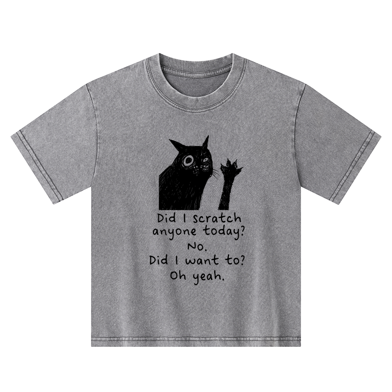 Tokyo-Tiger Black Cat Scratches People Kids Washed T-Shirt