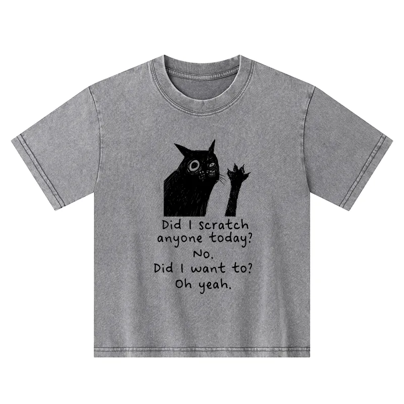 Tokyo-Tiger Black Cat Scratches People Kids Washed T-Shirt