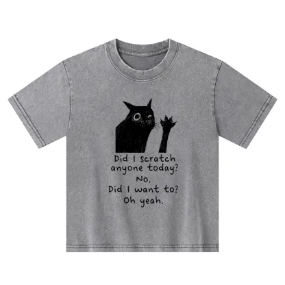 Tokyo-Tiger Black Cat Scratches People Kids Washed T-Shirt