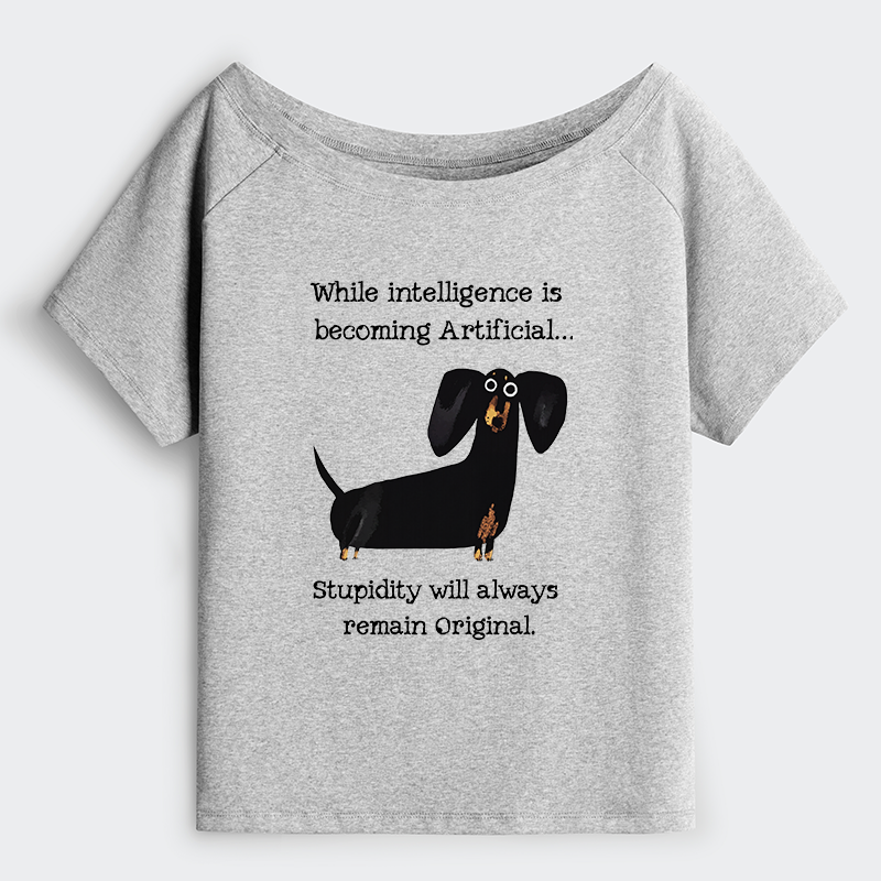 Tokyo-Tiger Dachshund Real Humor Funny Meme Off Shoulder T-Shirt