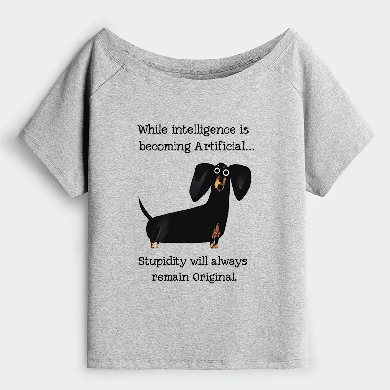 Tokyo-Tiger Dachshund Real Humor Funny Meme Off Shoulder T-Shirt