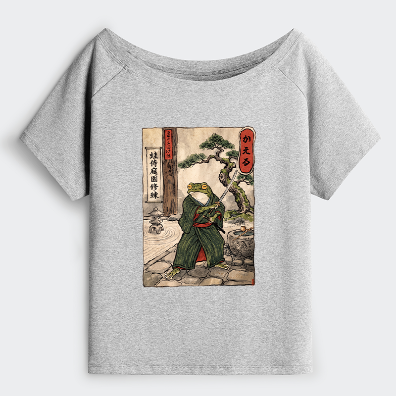 Tokyo-Tiger Samurai Frog Training Off Shoulder T-Shirt
