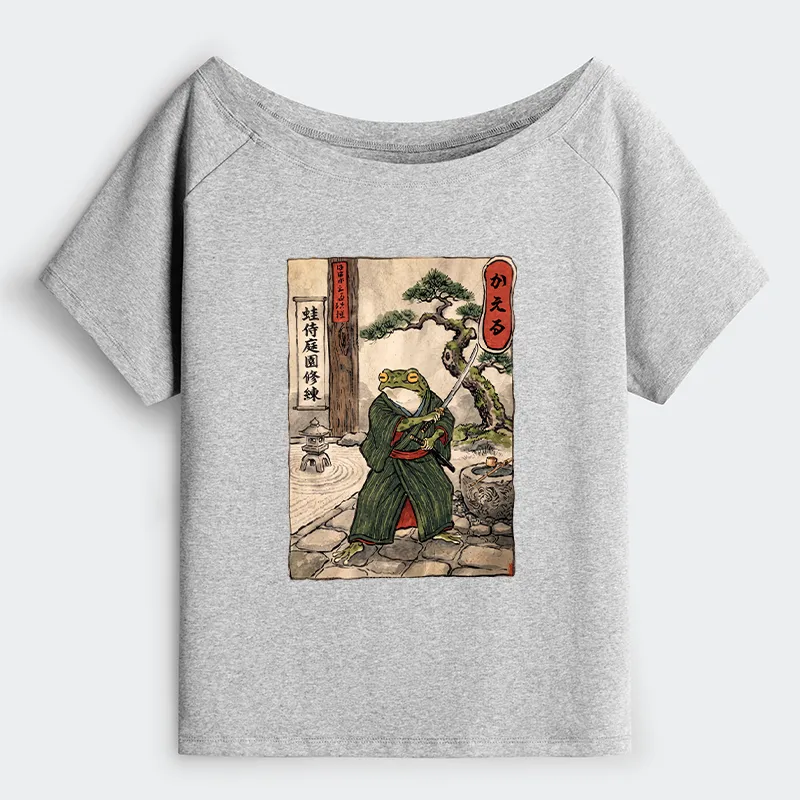 Tokyo-Tiger Samurai Frog Training Off Shoulder T-Shirt Sale