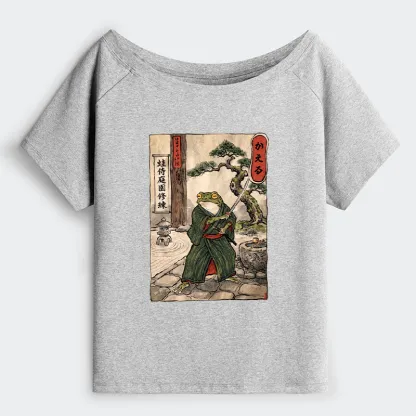 Tokyo-Tiger Samurai Frog Training Off Shoulder T-Shirt