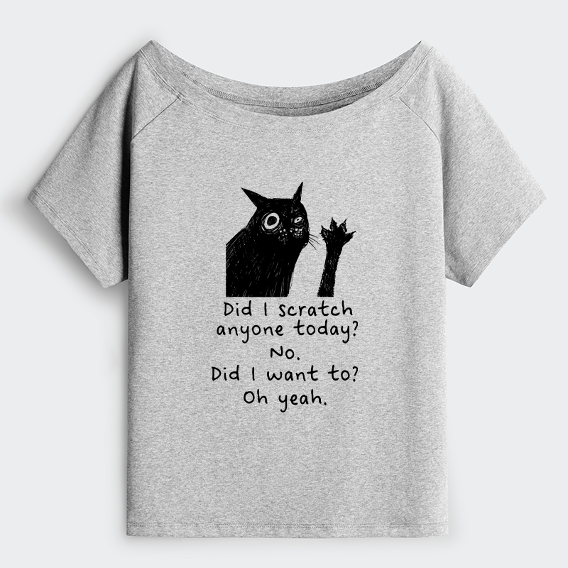 Tokyo-Tiger Black Cat Scratches People Off Shoulder T-Shirt