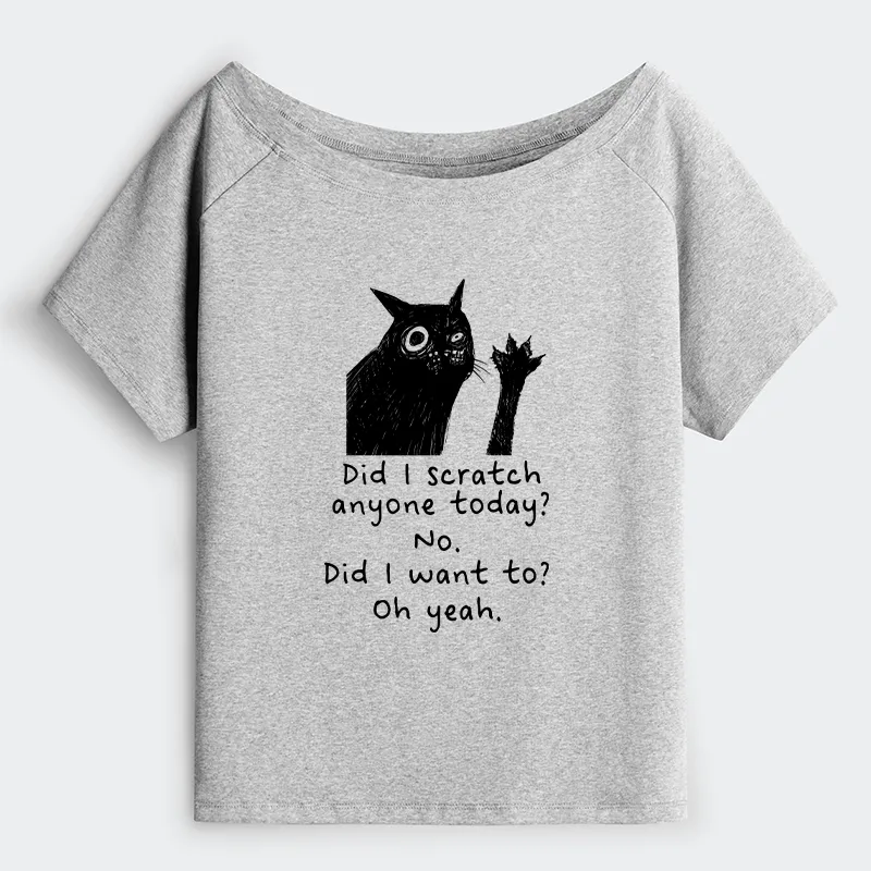 Tokyo-Tiger Black Cat Scratches People Off Shoulder T-Shirt