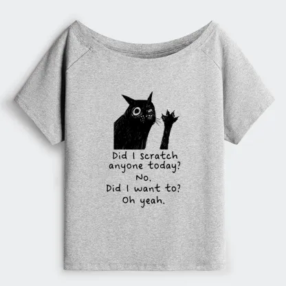 Tokyo-Tiger Black Cat Scratches People Off Shoulder T-Shirt