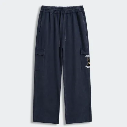 Tokyo-Tiger Funny Cute Black Cat And Coffee Meme Washed Utility Sweatpants