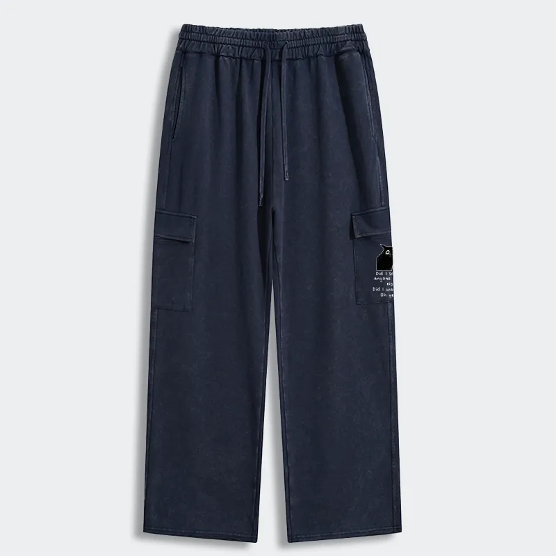 Tokyo-Tiger Black Cat Scratches People Washed Utility Sweatpants