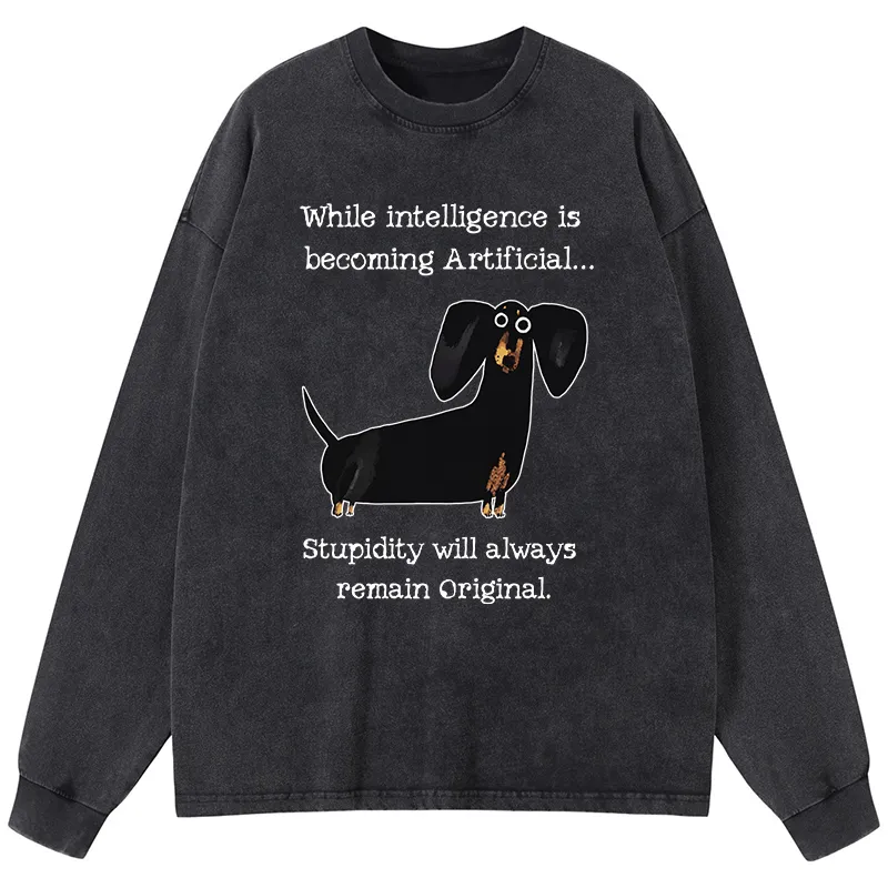 Tokyo-Tiger Dachshund Real Humor Funny Meme Washed Long Sleeve T-Shirt