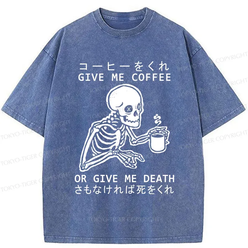 Tokyo-Tiger Give Skull Coffee Washed T-Shirt