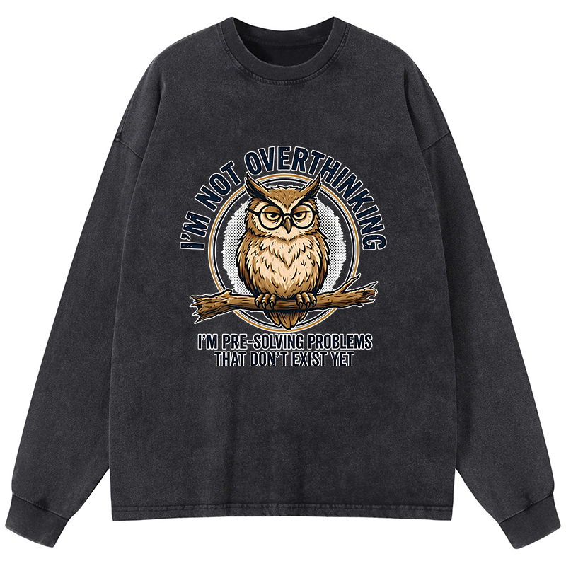 Tokyo-Tiger Overthink Master Owl Washed Long Sleeve T-Shirt