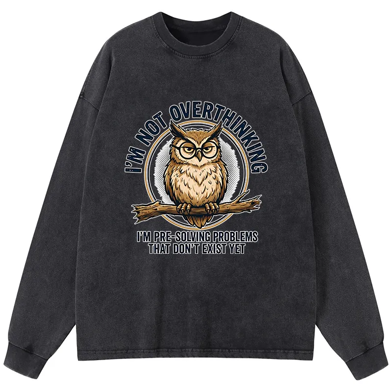 Tokyo-Tiger Overthink Master Owl Washed Long Sleeve T-Shirt