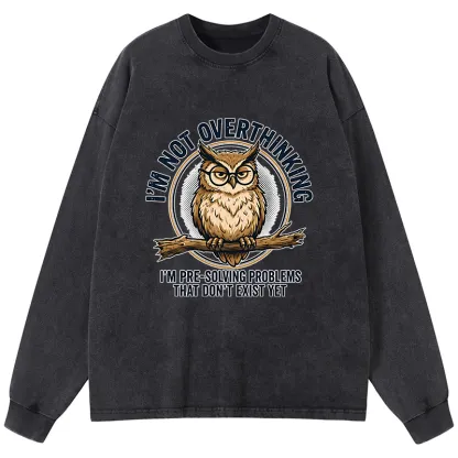 Tokyo-Tiger Overthink Master Owl Washed Long Sleeve T-Shirt