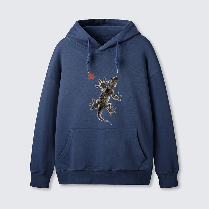 Tokyo-Tiger Minimal Asian Ink Brush Gecko Vibe Classic Hoodie