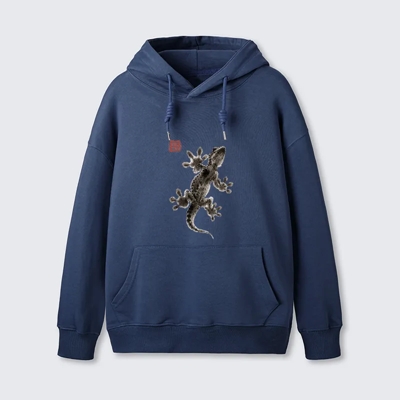Tokyo-Tiger Minimal Asian Ink Brush Gecko Vibe Classic Hoodie