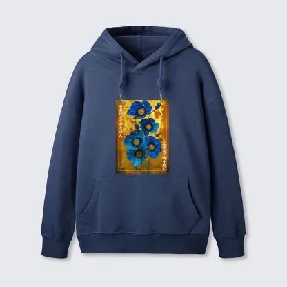 Tokyo-Tiger Shiny Blue Flower Warm Golden Background Classic Hoodie