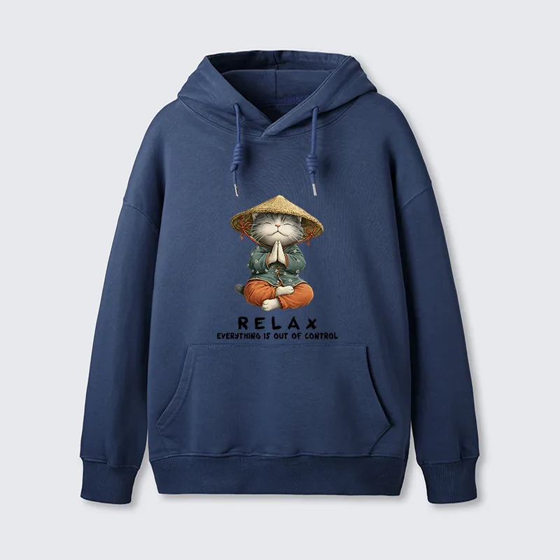 Tokyo-Tiger Zen Relax Cat Graphic Classic Hoodie