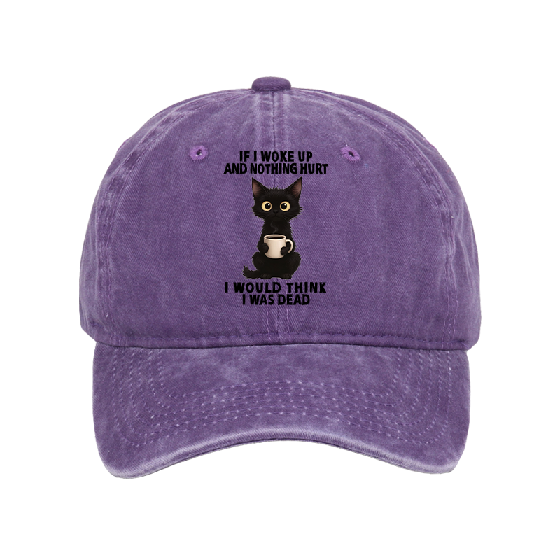 Tokyo-Tiger Funny Cute Black Cat And Coffee Meme Washed Cap