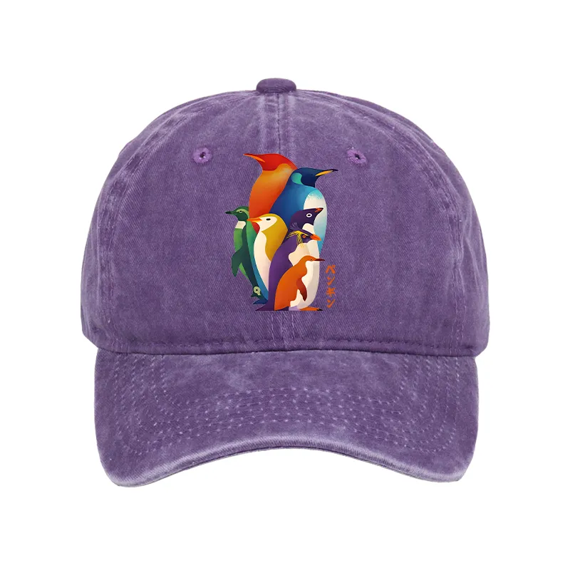 Tokyo-Tiger Cute Multi Tone Penguins Washed Cap
